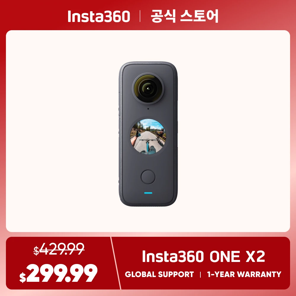 Insta360 ONE X2 방수 액션 카메라 안정화, 터치 스크린, AI 편집, 라이브 스트리밍
