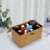 Handmade storage basket with lid, rectangular seaweed, rattan fabric, cosmetics, multi-purpose container, natural box 4