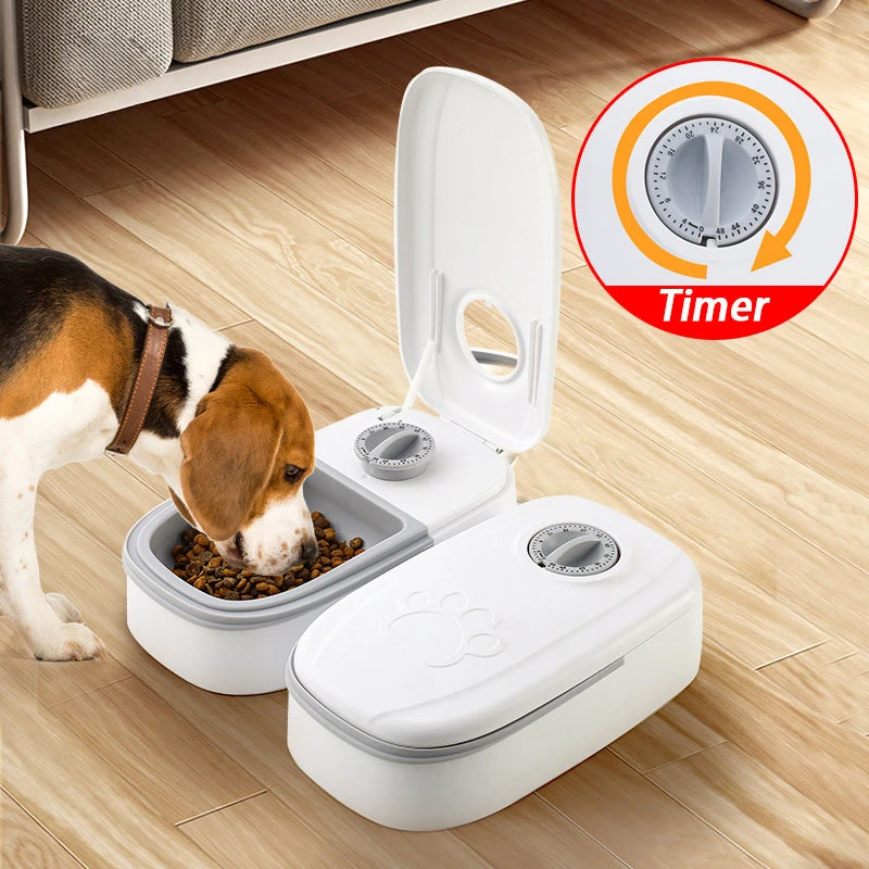 

Pet Automatic Timing Feeder 350ML Large Capacity Dry&amp Wet Food Container Electric Dog Double Dish Bowl For Cats Dogs