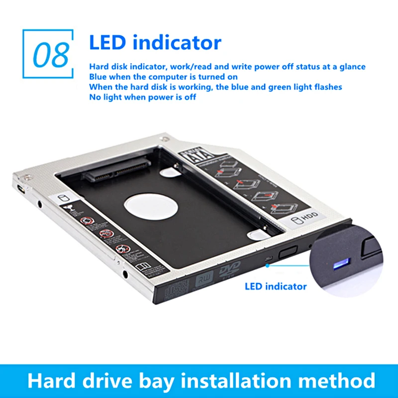 External Hard Drive Case SSD Enclosure Hard Drive Adapter SSD Adapter External Hard Drive Box Hard Disk Case Hard Drive Enclosure HDD Case Enclosure SK 9mm 9.5mm 12.7mm Aluminum Hdd Caddy SATA 3.0 for 2.5'' SSD Case Hard Disk Drive Adapter for Laptop PC