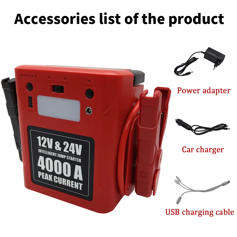 Universal Car Battery Jump Starter 4000A Portable Car Battery Booster Charger Booster Power Bank Starting Device Starter