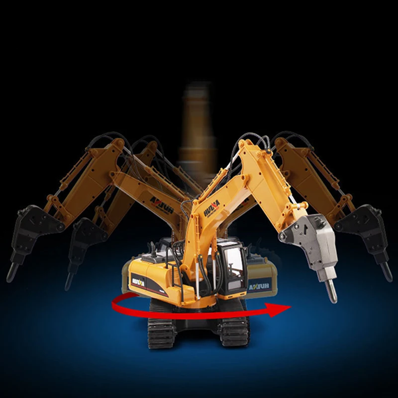 HUINA 1/14 16CH RC Remote Control Broken Drill 1560 RTR 2.4GHz Excavator Car Assembled Battery Outdoor Toys Boys Gift TH18048 5