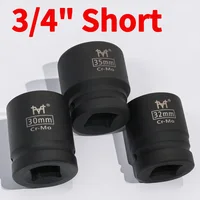 3/4" Inch CR-MO Drive Metric Impact Socket Set - Heavy Duty Hex Black Air Sockets - Sizes Ranging from 17mm to 46mm 1
