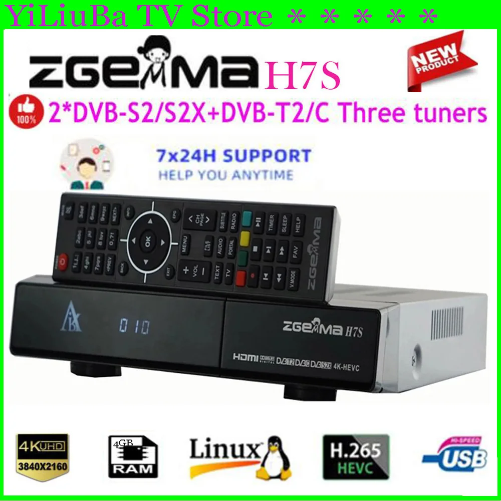 [Originale] Miglior Ricevitore Tv Satellitare Zgemma H7S 4K Uhd Linux Enigma2 2Dvb-S2X + Dvb-T2/C Hevc Tre Sintonizzatori Decoder Digitale Recettore