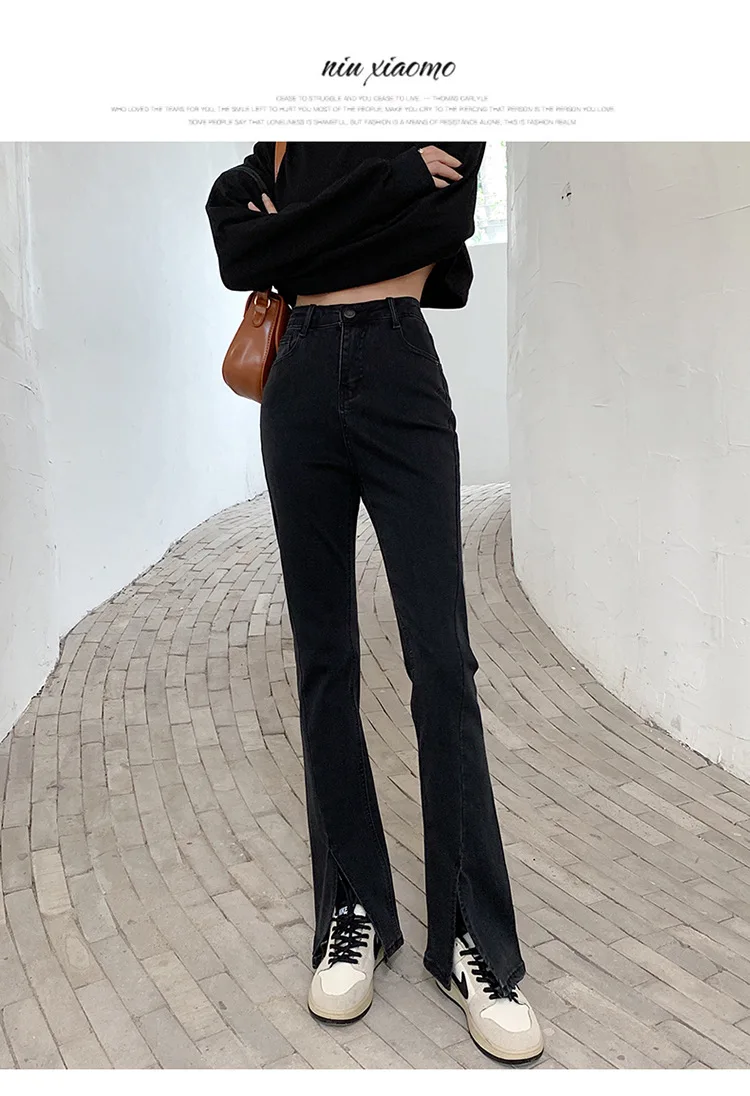 black mom jeans CGC 2022 New Spring Autumn Flared Jeans Women  Straight High Waist Jeans Casual Streetwear Slim Denim Pants Female Baggy Jeans brown jeans