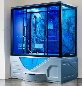 ห้องซาวน่าพร้อมเครื่องทำความร้อนภายใน ห้องซาวน่าแบบอบไอน้ำ ห้องอาบน้ำพร้อมอ่างสปา อ่างน้ำวน ห้องอาบน้ำกระจก 1