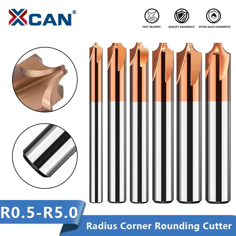 XCAN Corner Rounding Milling Cutter 1pc TiCN Coated Carbide End Mill R0.5 R5.0 CNC Machine