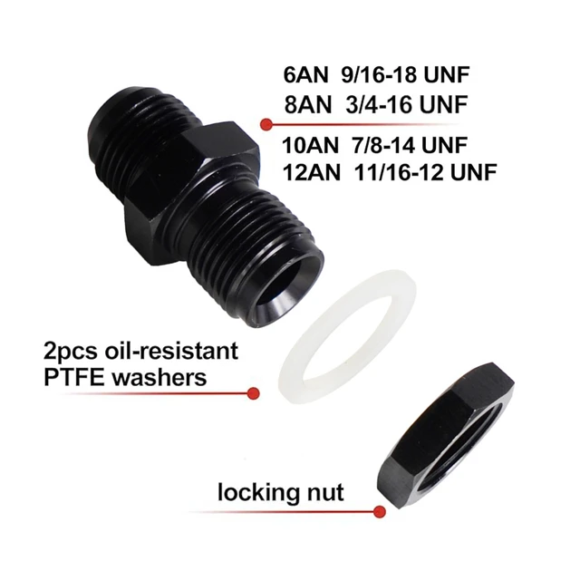 AN12 FLARE FUEL Cell Bulkhead Fitting With Washer Black A EUR 10,79 - IT