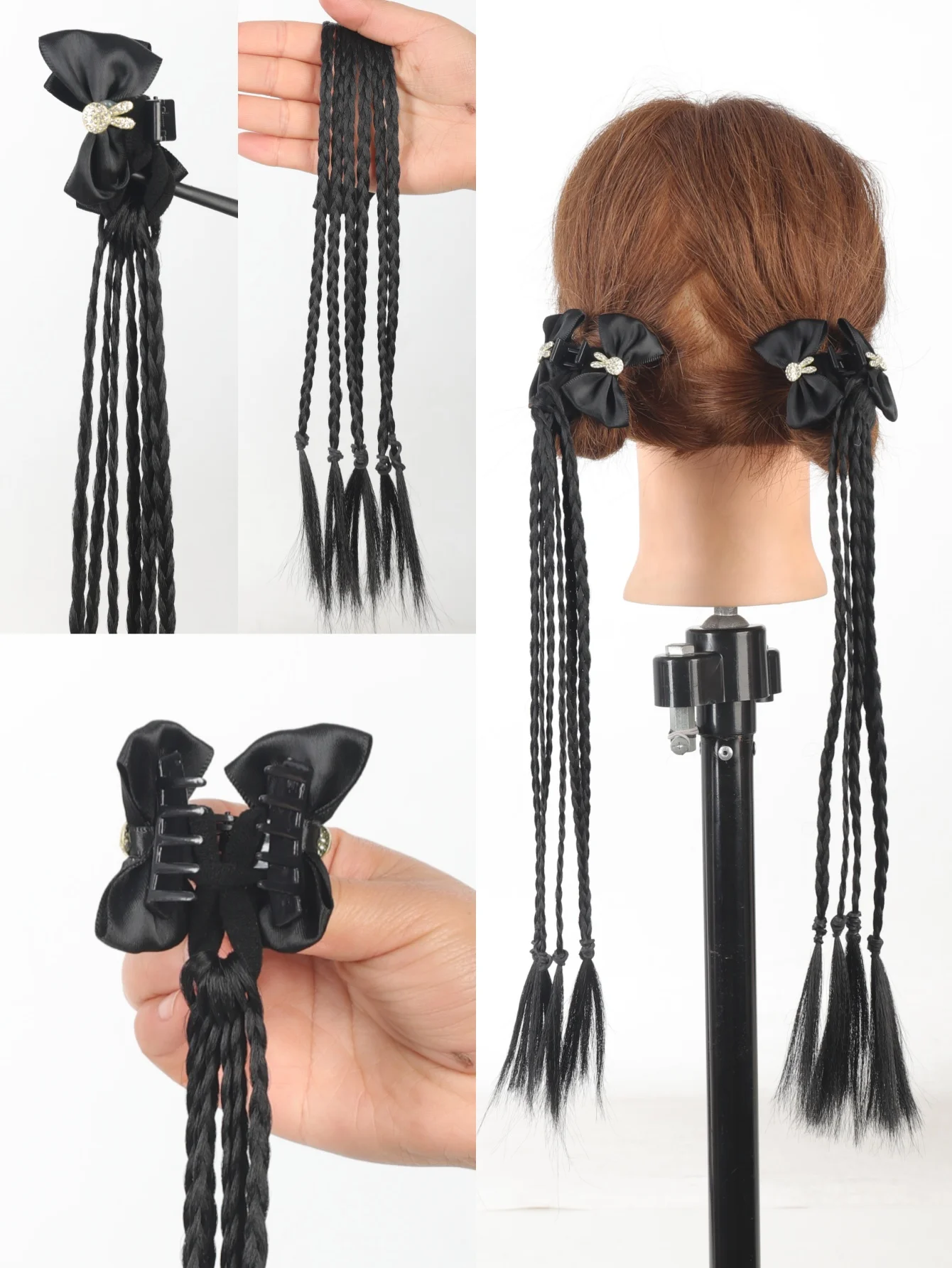 Synthetic Hair Bow Clip for Kids and Baby Girls