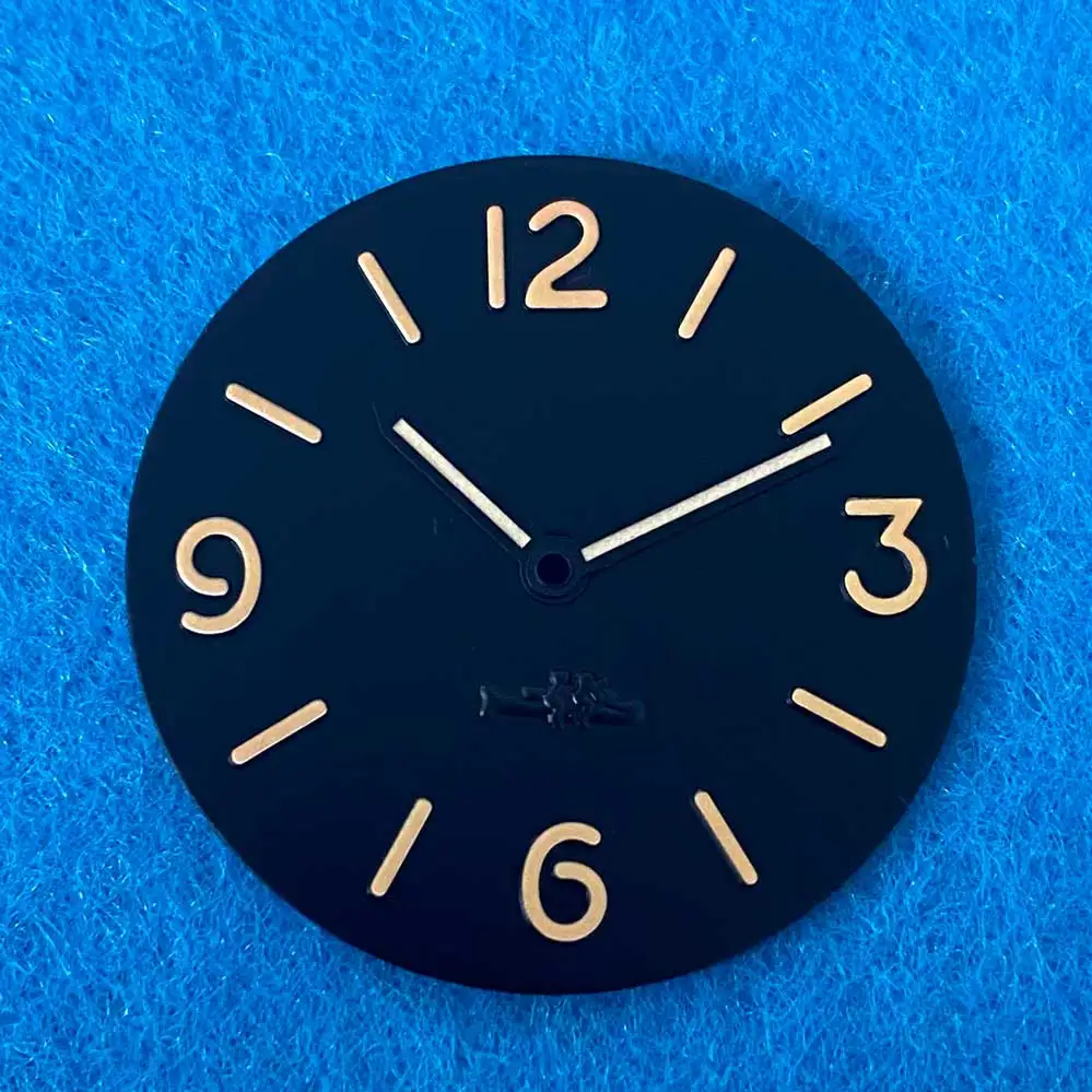 34.5mm Watch Dial Face Insert Parts with Watch Hands for ETA6497/ ST3600 Movement Green Luminous Accessories Modify watch dial accessories watch face accessories