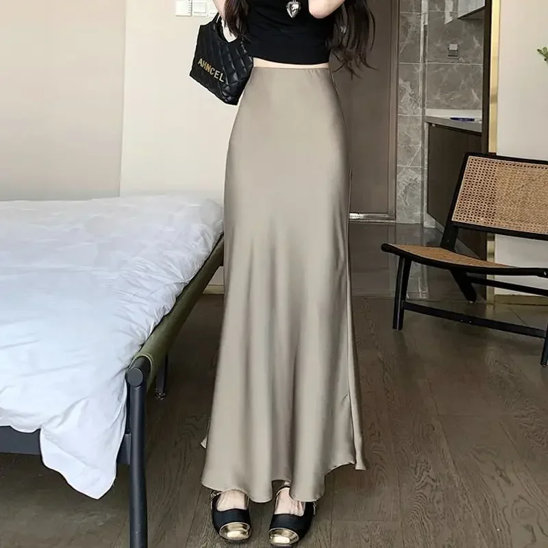 

High End Fashionable Elegant Half Length Skirt for Women in Summer Crotch Covering A-line Buttocks Wrapped Fishtail Long Skirt