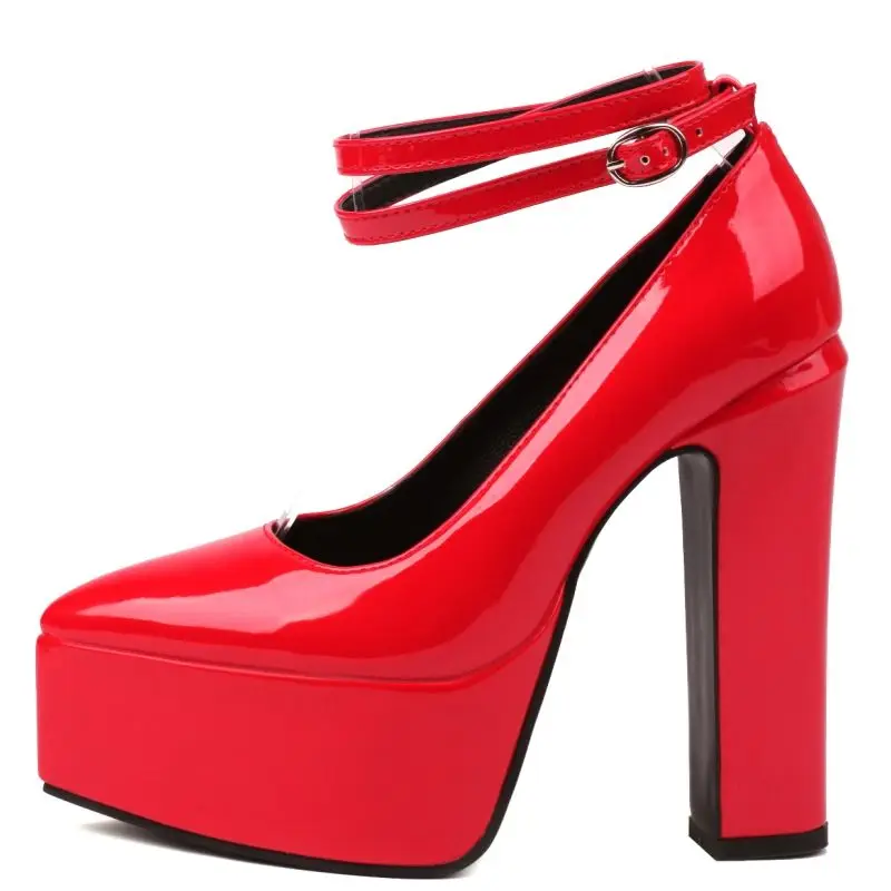 Sexy Damen-High-Heels-Schuhe, spitze Zehen, Kleid, Pumps, Riemen