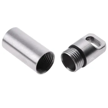 Outdoor Survival Metal Waterproof Tank Aluminum Seal Bottle Emergency First Aid Capsule Pill Container Keychain EDC Gear Tool 4
