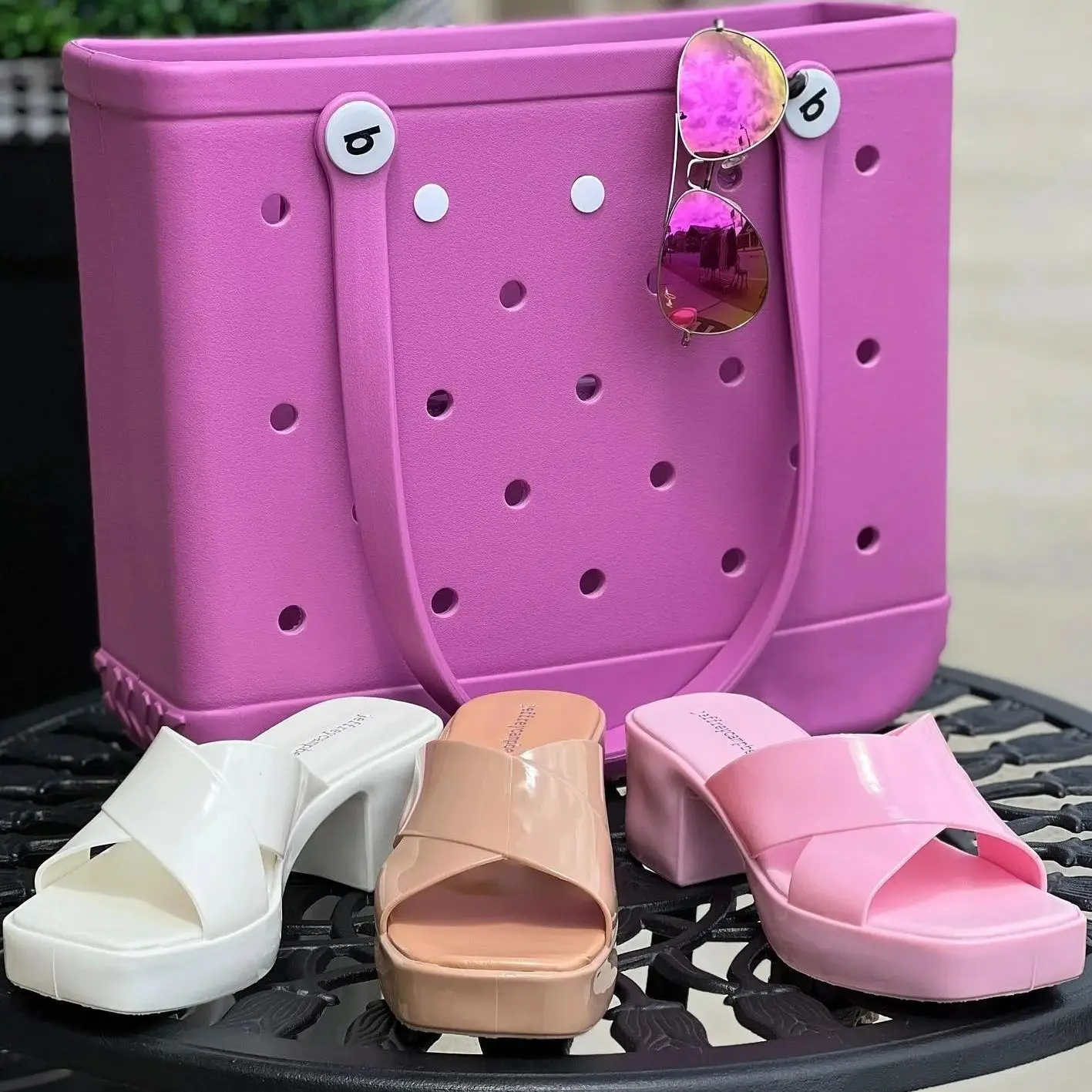 여성용 EVA 비치 보그 백, 방수 대형 토트 숄더 핸드백, 대용량 핸드백 패션..