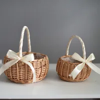 Woven Flower Basket Rattan Storage Basket Flower Girl Hand Basket Handmade Flower Basket For Home Wedding Decor 2