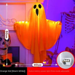 Illuminated Hanging Halloween Ghosts with LED Fairy Lights - Indoor/Outdoor Spooky Decor Prop (D)