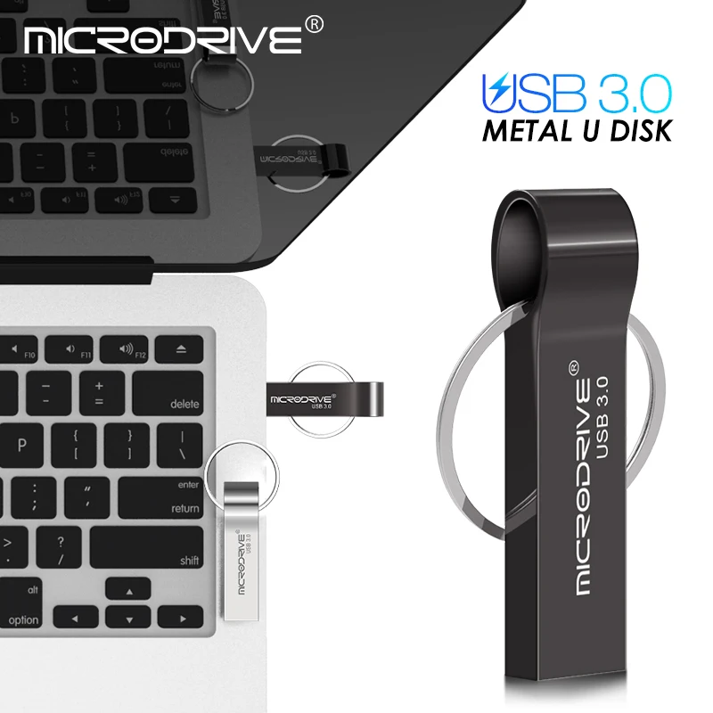 금속 USB 플래시 드라이브 펜드라이브 16GB 32GB 64GB 고속 메모리 스틱 USB3.0 디스크 128GB 방수 키링