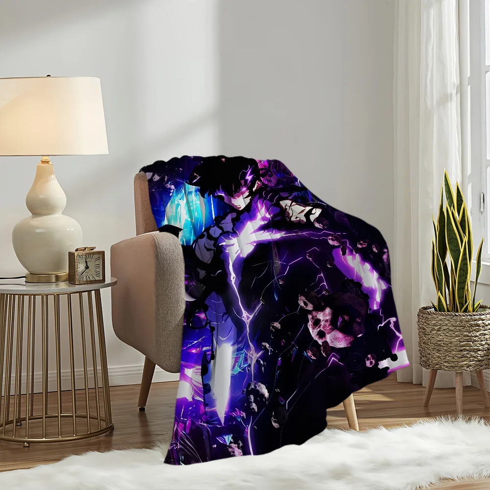 Anime Sung Jinwoo Blanket Plush Nap Sofa rug for Living S-Solo L-Leveling Room Office Bedroom Birthday Home Travel Kid Gifts 2