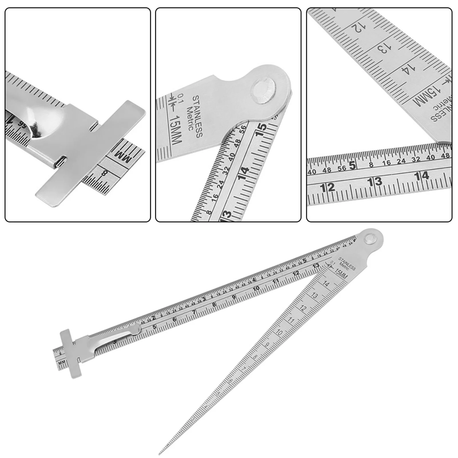 Depth Gauge Feeler Gauge Hole Size Gage Taper Stainless Steel Welding Taper Gap Depth Ruler Hole Inspection Tool