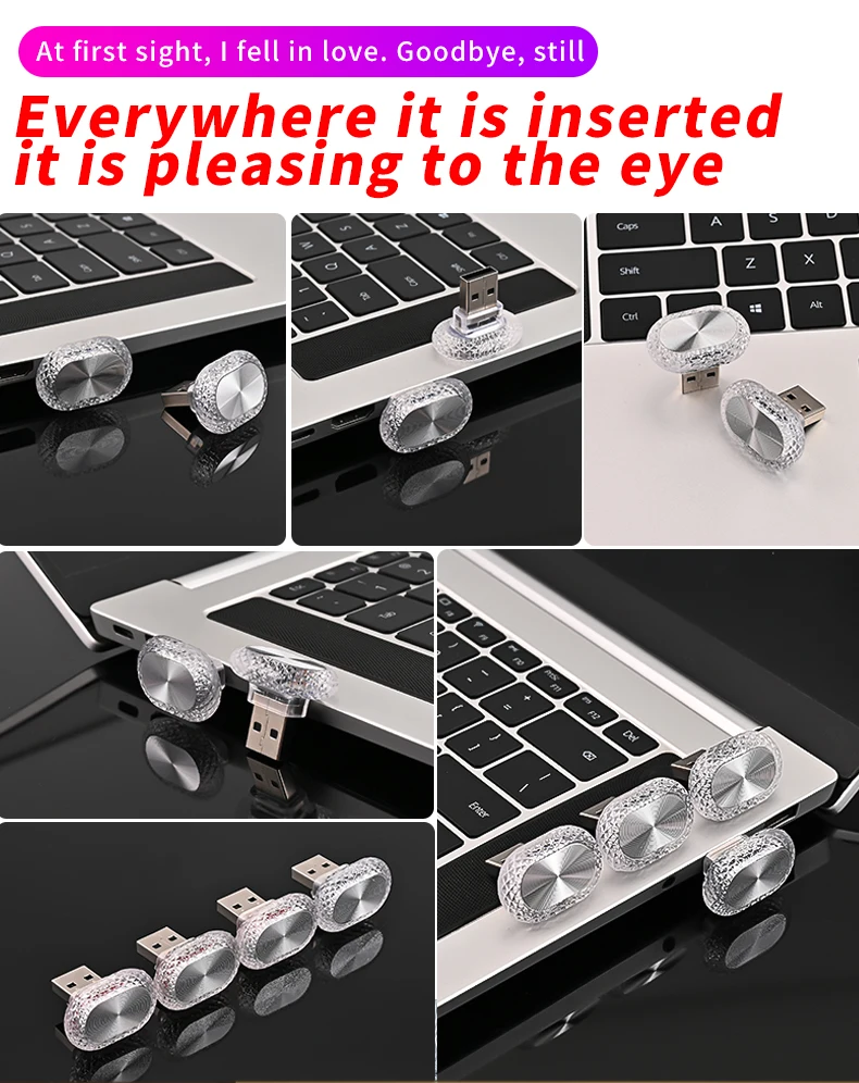 1/2 stücke Auto Innen Licht LED Umgebungs Licht Mini USB Dekoration Licht Umwelt Licht RGB Farbe Auto Zubehör stecker und Spielen – Detail 14