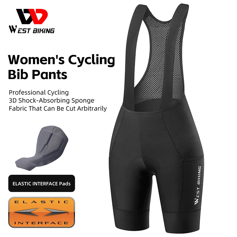 

WEST BIKING Women's Cycling Bib Pants 3D Shock Absorption Sponge Outdoor Sports Triathlon Professional Racing Bib Short Pants