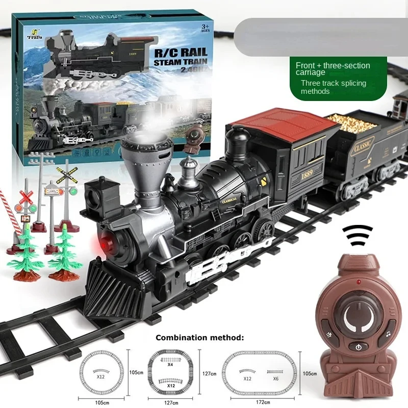Train électrique Enfant Avec Fumée Et Télécommande - Circuit à Assembler - Lumières Et Sons - Dès 3 Ans