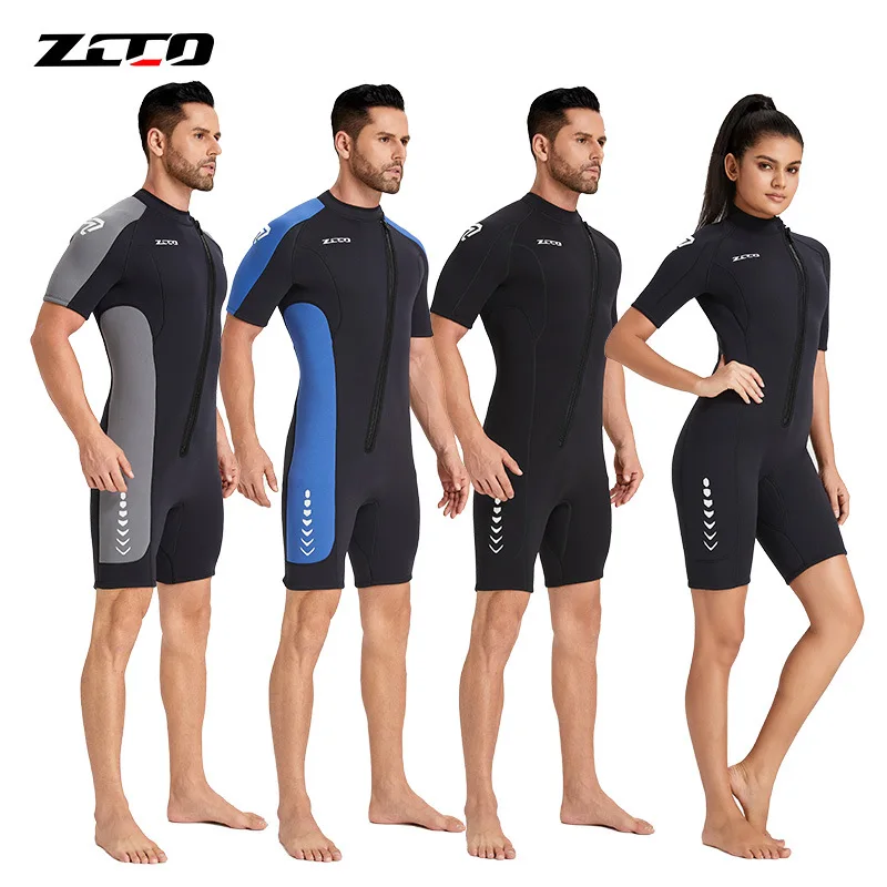 Men 3mm Neoprene Wetsuit Short Sleeve One Piece Set Sunproof Diving Suit for Surfing Spearfishing Snorkeling Keep Warm Swimsuit
