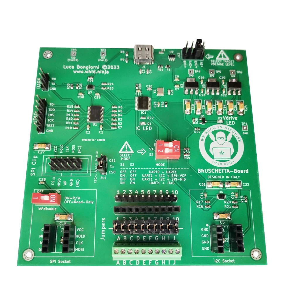 BRUSCHETTA-Board: un matériel multi-protocole prenant en charge UART, JTAG, éventuelles I et I2C