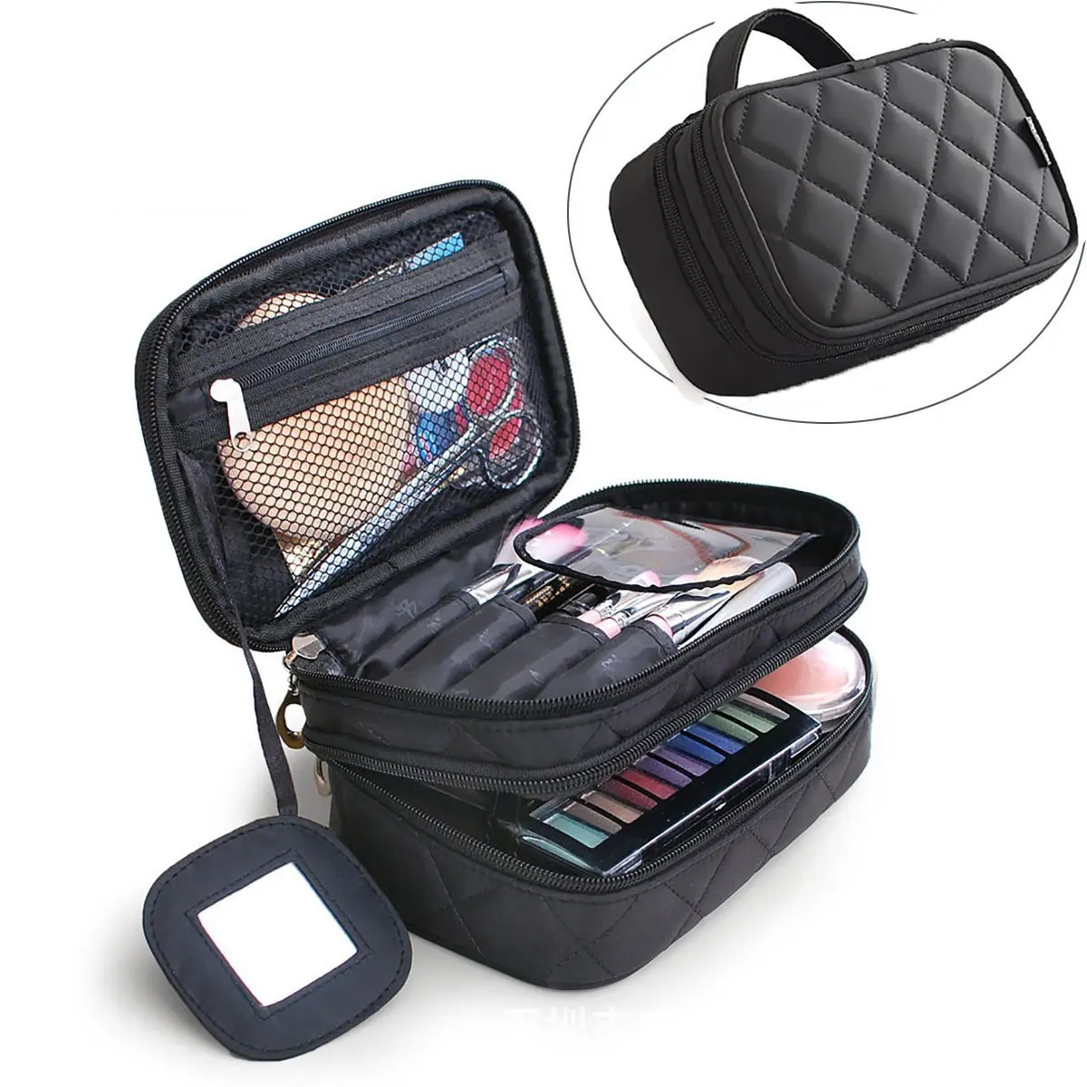 

Waterproof Double -Layer Toiletry Storage Bag Portable Zipper Female Cosmetic Makeup Case Outdoor Multifunction Travel Organizer