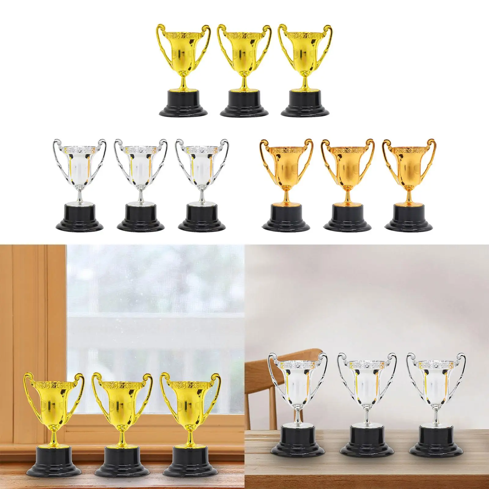 스포츠 축하 행사용 소형 미니 어워드 트로피 컵, 3x 미니 트로피