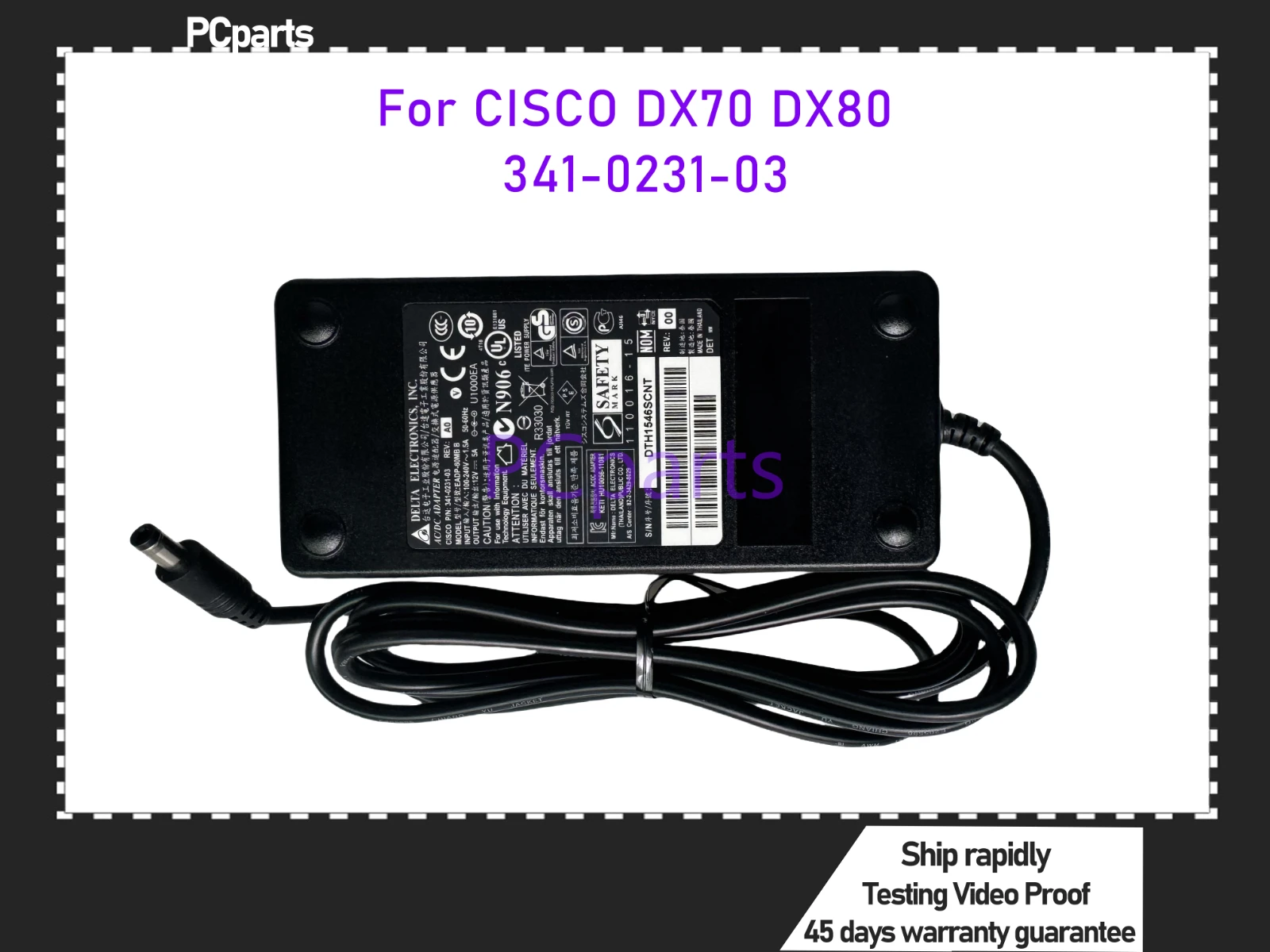 PCparts CISCO DX70 DX80 전원 공급 장치용 AC 어댑터 충전기, PA-1600-2A-LF EADP-60KB B 100% 테스트 완료, 341-0231-03, 12V 5A, 60W