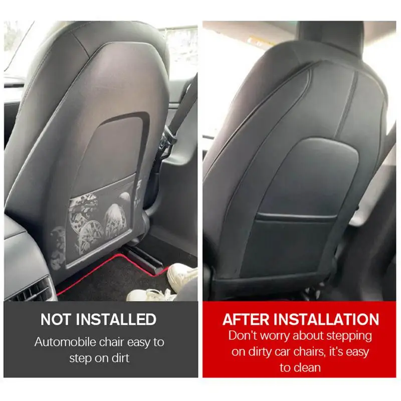 ForTesla 모델 3 모델 Y 가죽 시트 백 킥 프로텍터, 더러움 방지 시트 백 패드, 보호대 자동차 인테리어 스타일링, 2 개