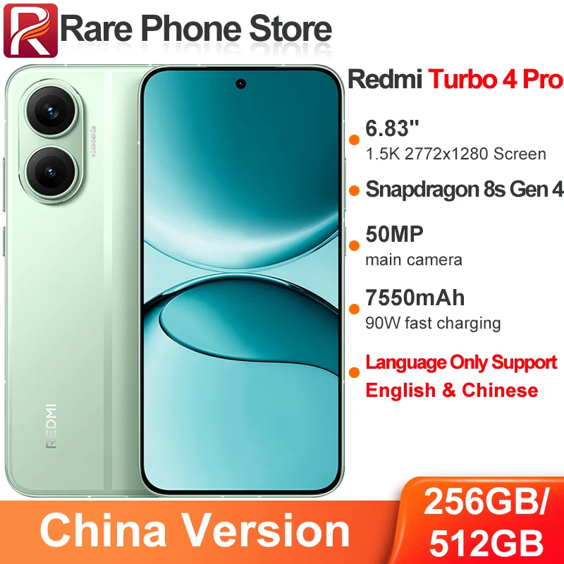 China Version Redmi Turbo 4 Pro 256GB/512GB 6.83 inch 2772x1280 China Version Redmi Turbo 4 Pro 256GB/512GB 6.83 inch 2772x1280