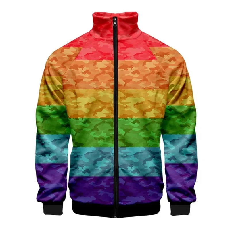 thumbnail image 1 of Chaqueta con cremallera y estampado 3D de arcoíris LGBT para hombre y mujer, sudadera de moda para primavera y otoño, tops cómodos, abrigo de calle, ropa para hombre, 1 of 5