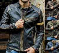 Veste en cuir de mode rétro Streetwear Blazer vestes décontractée hommes vêtements d'extérieur en cuir Moto veste tendance marque nouveaux vêtements pour hommes 5