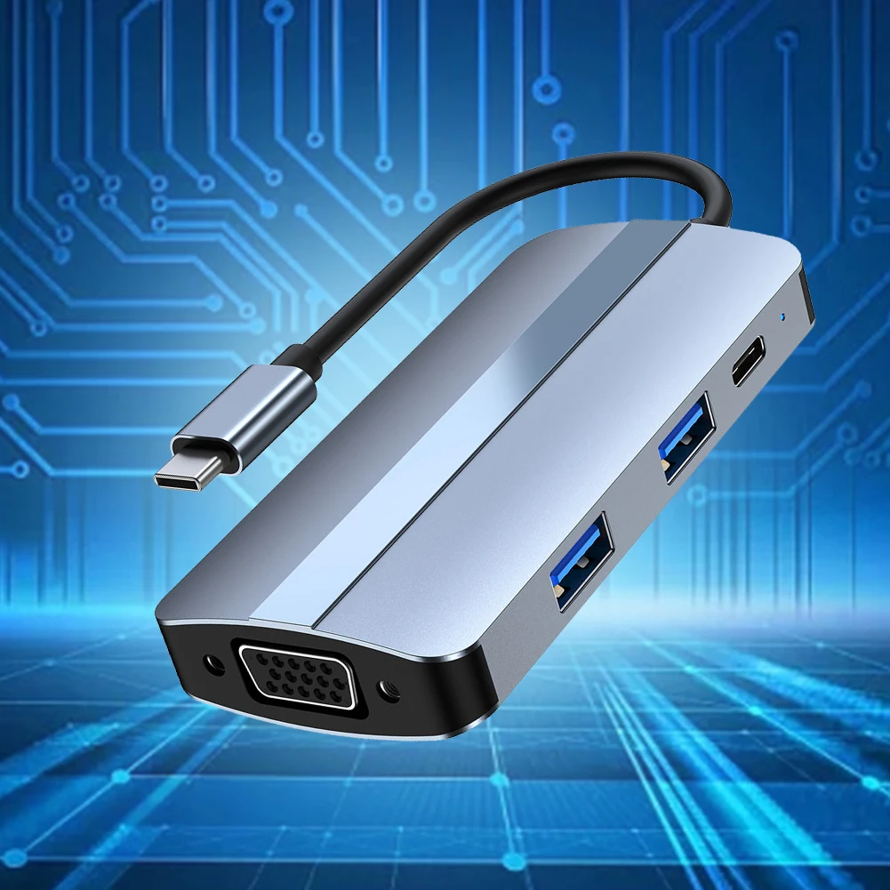 노트북용 C타입 USB 허브, USB 3.0, 2.0, 5Gbps, USB C 도크 스테이션 스플리터, PD 100W, 1080P, VGA, 4K HDMI 호환 포트, 7 in 1