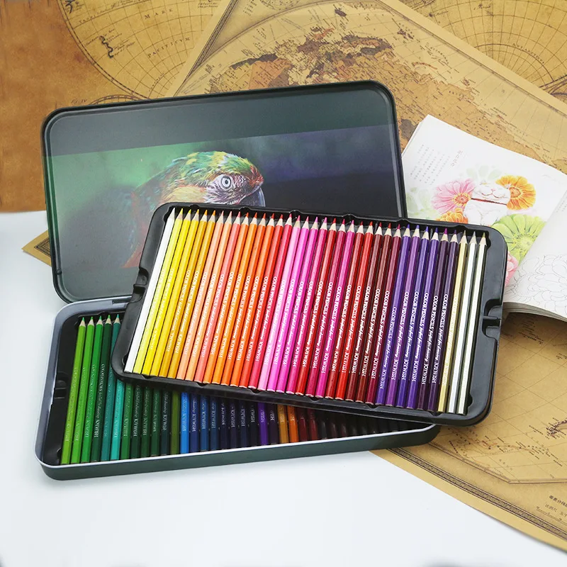 CHEN LIN 72 Colors Watercolor Colored Pencil Set Oil Colors Pencil for Coloring Books Artist Pastel Premier Pencil with Iron Box