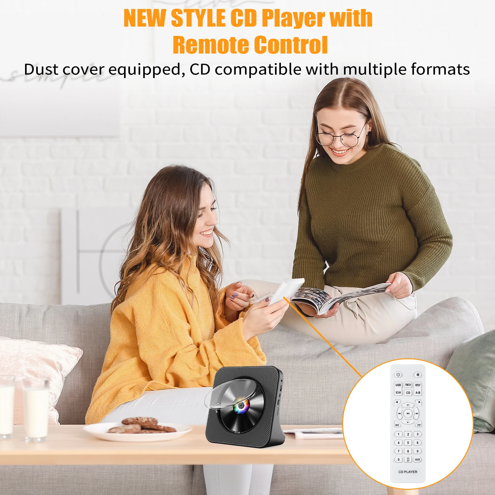 Portable CD Player with Bluetooth Gueray Desktop CD Players for Home Bulit-in Double HiFi Speakers AUX&Headphone Jack portable cd player