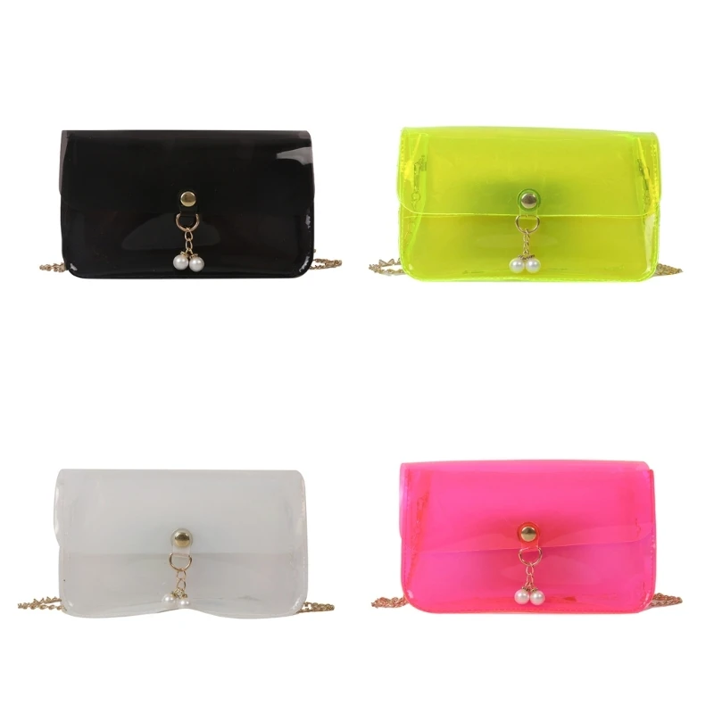 

M6CC Transparent Jelly Shoulder Bag with Detachable Chain Strap Stay on Trend Everywhere