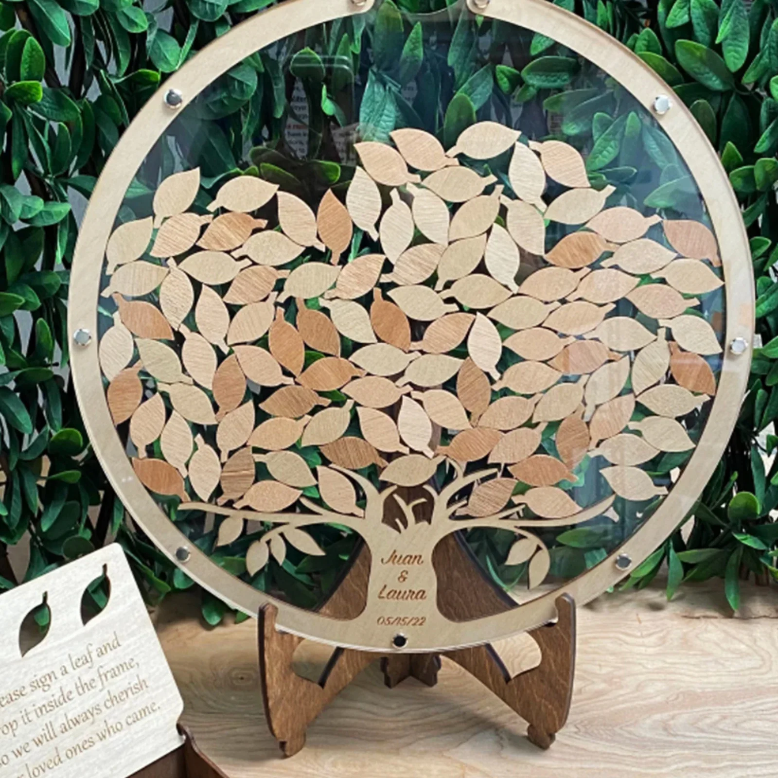 Wedding Guest Book Drop Heart Guestbook 80 Wood Leaves Guest Sign In Decoration Reception