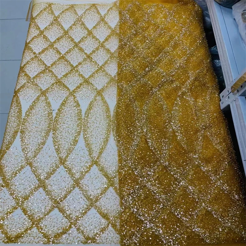 

Familiar Gold African Lace 2022 French Nigerian Lace Fabric Bridal High Quality Swiss Net Tulle Lace Fabric For Wedding FJ12355