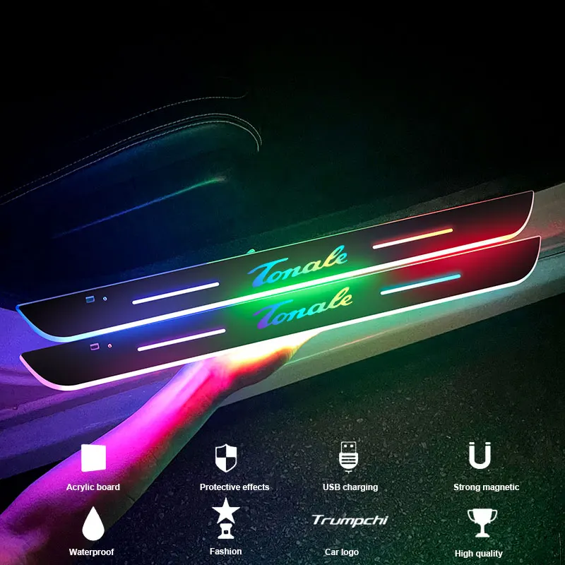 Car Interior Led Rgb Door Sill Lamp Welcome Pedal Atmosphere Styling Light Per Alfa Romeo Tonale Car Logo Personalizzato
