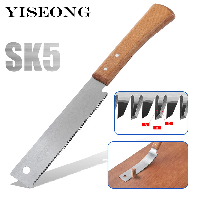 150mm Wood Saw SK5 Steel 3-Edge Tooth 17 TPI Japanese Saw Flush Cut Trim for Woodworking