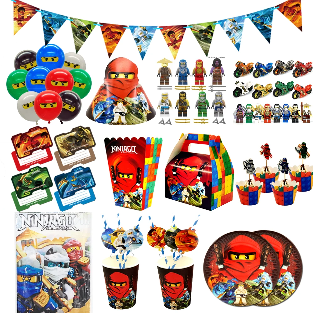For Kid Birthday Ninja Theme Party Supplies Gift Bag Tablecover Plate