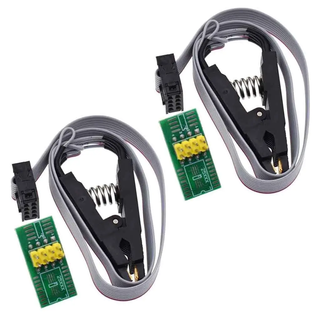 ALMOCN SOIC8 SOP8 Flash Chip IC Clips de prueba Socket Adpter Programador BIOS CH341A 24 25 Series EEPROM Flash BIOS USB Módulo programador (doble clip USB