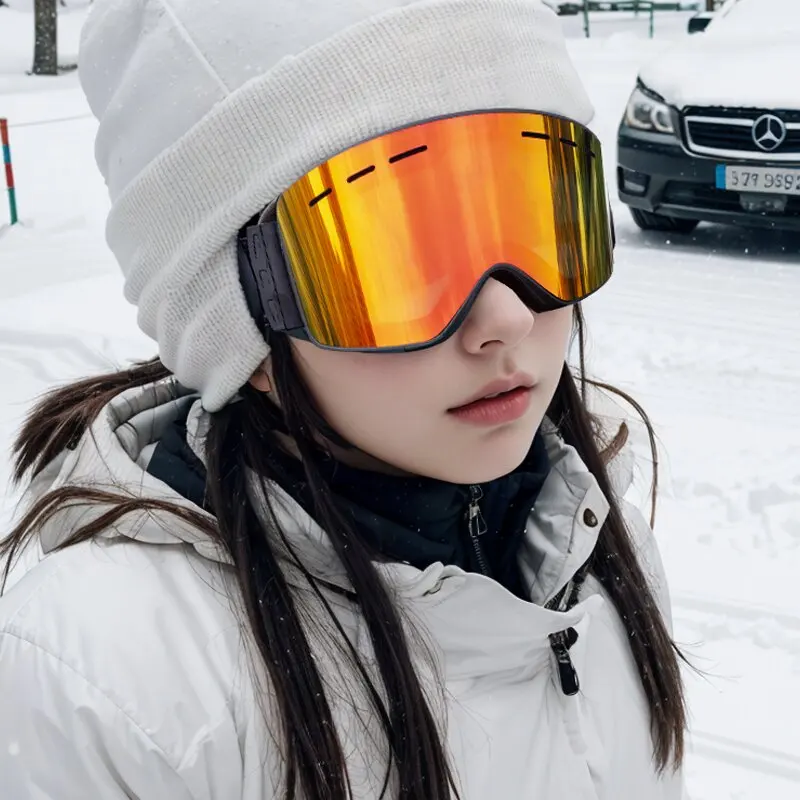 Obaolay Magnetic Ski Goggles for Adult HD Anti-Fog Full REVO Lenses Snow Glasses Large Size