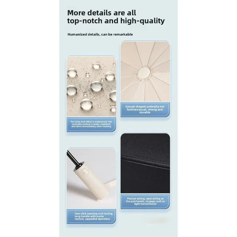 Best-selling sun protection and shade umbrella with double ribs, folding rain and sun umbrella with UV protection function