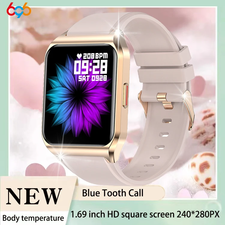 

2024 New 1.69" Women Blue Tooth Call Heart Rate Testing Smart Watch Body Temperature Sports Fitness Tracker Men Music Smartwatch