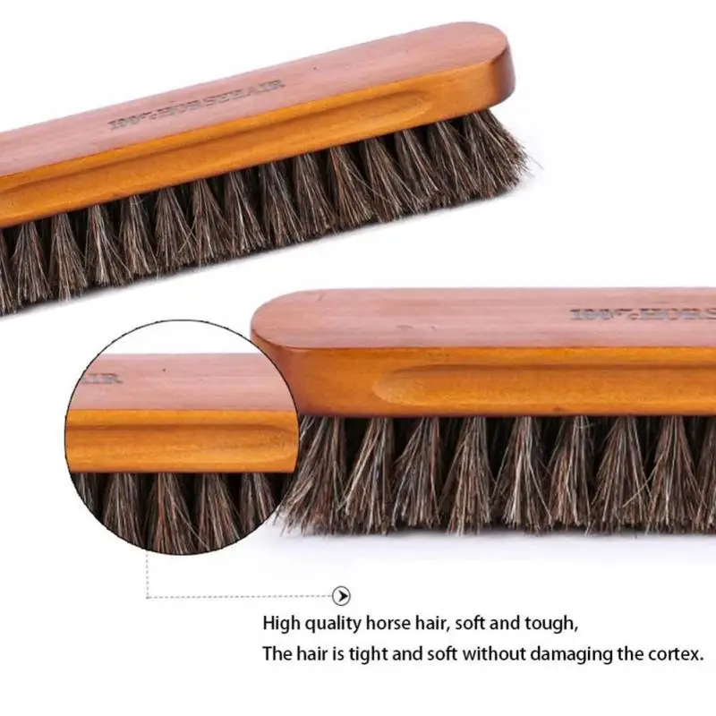 Horsehair Shoe Brush Polish Natural Leather Real Horse Hair Soft Polishing Tool Bootpolish Cleaning Brush For Suede Nubuck Boot 2
