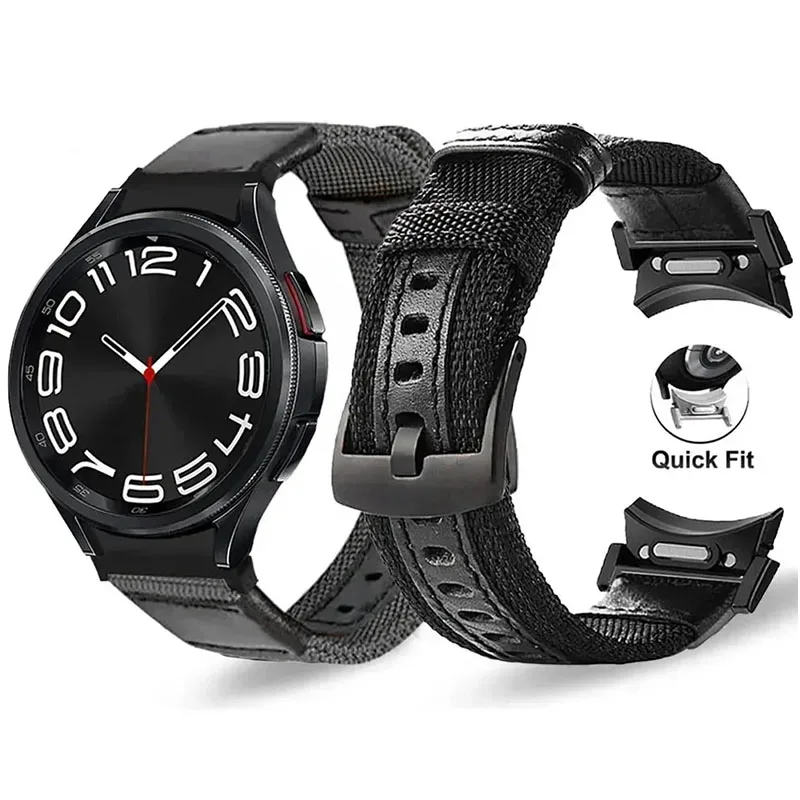 

Ремешок нейлоновый для Samsung Galaxy Watch 6 Classic, быстросъемный браслет для Galaxy Watch 4 Classic 5 Pro, 47 мм 43 мм 40 мм 44 мм